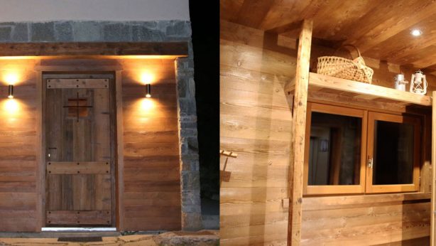 Entrée du chalet au pied des pistes